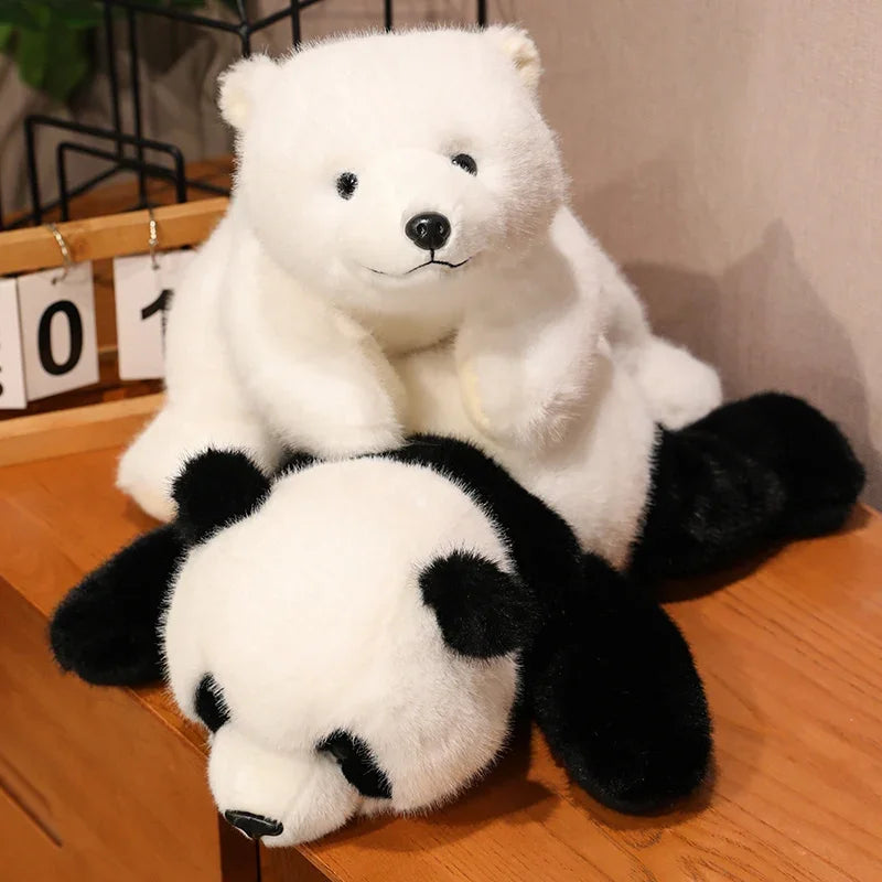 Kawaii Comfort Soft Animal Plush Throw Pillow Polar Bear Brown Bear Panda Lying on the Stuffed Animal Doll Pillow Decorate Room