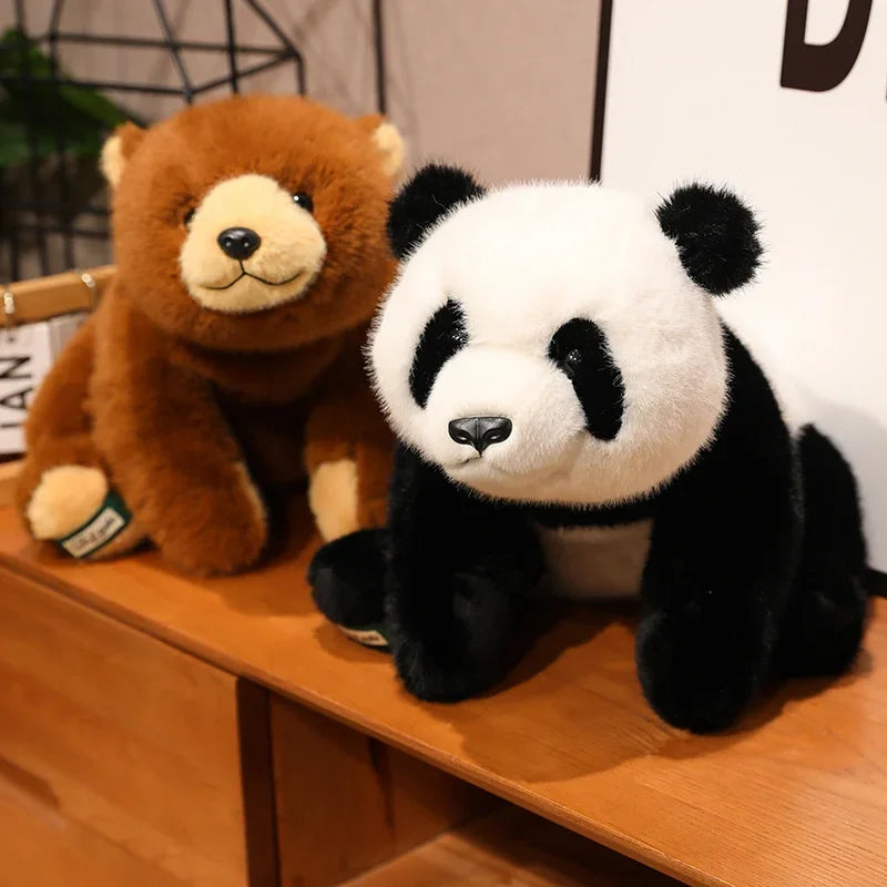 Kawaii Comfort Soft Animal Plush Throw Pillow Polar Bear Brown Bear Panda Lying on the Stuffed Animal Doll Pillow Decorate Room