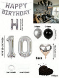 580Pcs Black & Silver Balloon Garland Birthday Set, 40" Oversized Foil Number Balloons, Black Rose Petals, Suitable for Men & Women