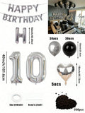 580Pcs Black & Silver Balloon Garland Birthday Set, 40" Oversized Foil Number Balloons, Black Rose Petals, Suitable for Men & Women
