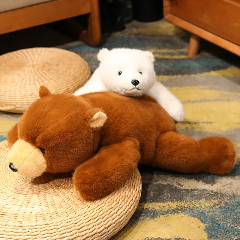 Kawaii Comfort Soft Animal Plush Throw Pillow Polar Bear Brown Bear Panda Lying on the Stuffed Animal Doll Pillow Decorate Room